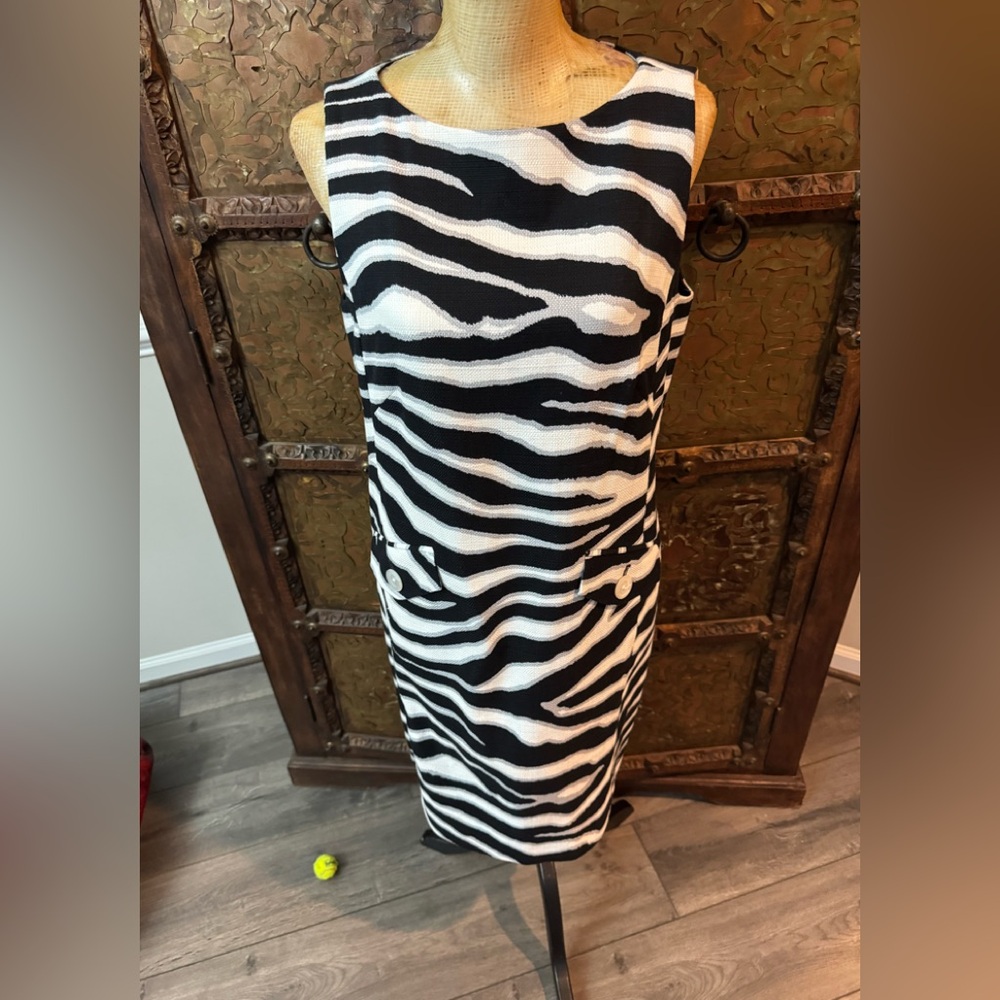 Brooks Brothers Black and White Zebra‎ Print Dress 8